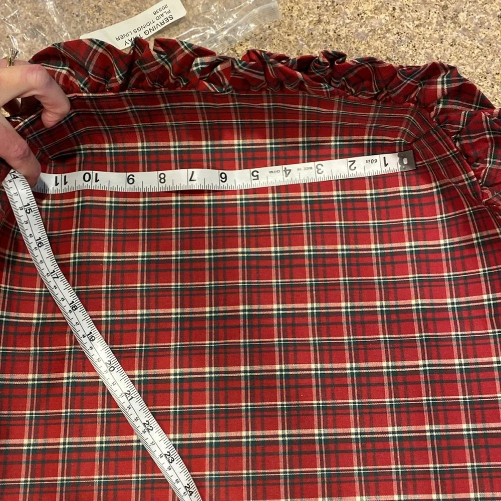 NIP Longaberger Plaid Tidings Serving Tray Basket Fabric Liner 20338 Liner Only